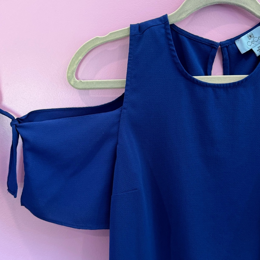 Blue Off-The-Shoulder Blouse